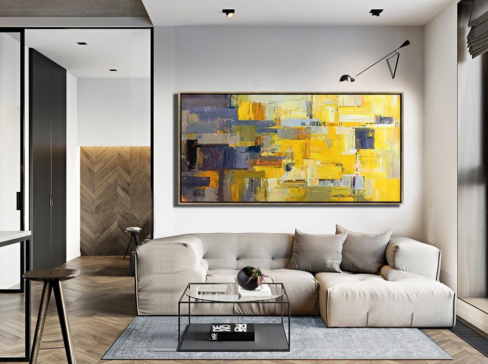 Panoramic Palette Knife Contemporary Art #L53D - Click Image to Close